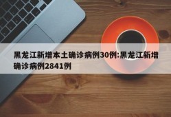 黑龙江新增本土确诊病例30例:黑龙江新增确诊病例2841例