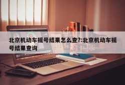 北京机动车摇号结果怎么查?:北京机动车摇号结果查询