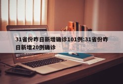 31省份昨日新增确诊101例:31省份昨日新增20例确诊