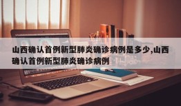 山西确认首例新型肺炎确诊病例是多少,山西确认首例新型肺炎确诊病例