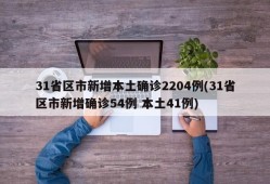 31省区市新增本土确诊2204例(31省区市新增确诊54例 本土41例)