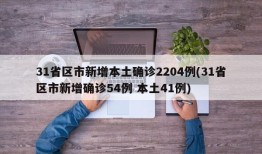 31省区市新增本土确诊2204例(31省区市新增确诊54例 本土41例)