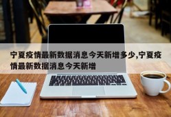 宁夏疫情最新数据消息今天新增多少,宁夏疫情最新数据消息今天新增