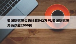 美国新冠肺炎确诊超542万例,美国新冠肺炎确诊超2600例