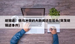 胡锡进：俄乌冲突的大新闻还在后头(突发胡锡进事件)