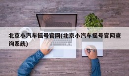 北京小汽车摇号官网(北京小汽车摇号官网查询系统)