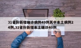 31省份新增确诊病例49例其中本土病例24例,31省份新增本土确诊40例