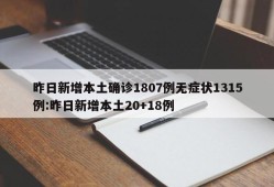 昨日新增本土确诊1807例无症状1315例:昨日新增本土20+18例