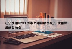 辽宁沈阳新增1例本土确诊病例/辽宁沈阳新增新型肺炎