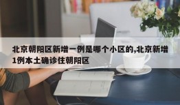 北京朝阳区新增一例是哪个小区的,北京新增1例本土确诊住朝阳区