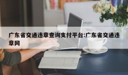 广东省交通违章查询支付平台:广东省交通违章网