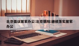 北京倡议居家办公:北京朝阳:继续落实居家办公