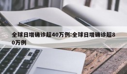全球日增确诊超40万例:全球日增确诊超80万例