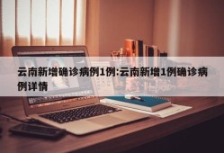 云南新增确诊病例1例:云南新增1例确诊病例详情