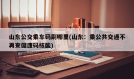 山东公交乘车码刷哪里(山东：乘公共交通不再查健康码核酸)