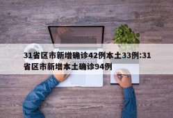 31省区市新增确诊42例本土33例:31省区市新增本土确诊94例