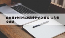 山东现1例阳性:凌晨步行进入泰安,山东泰安确诊