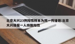 北京大兴23例阳性样本为同一传播链:北京大兴接报一人核酸阳性