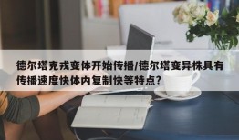 德尔塔克戎变体开始传播/德尔塔变异株具有传播速度快体内复制快等特点?