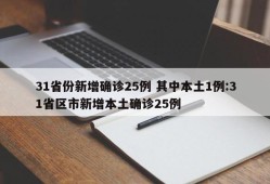 31省份新增确诊25例 其中本土1例:31省区市新增本土确诊25例