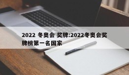 2022 冬奥会 奖牌:2022冬奥会奖牌榜第一名国家