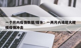 一个月内疫情数据/媒体：一两月内或现大规模疫情冲击